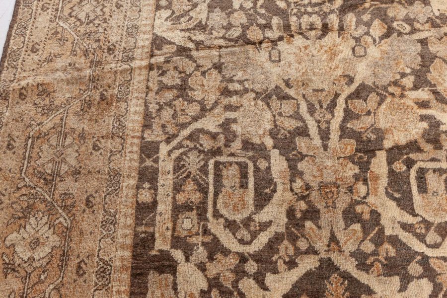 Antique Persian Sultanabad Camel and Brown Handwoven Wool Carpet BB6606