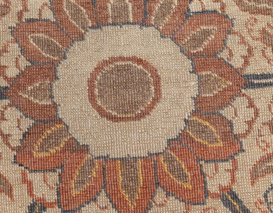 Early 20th Century Persian Tabriz Floral Beige, Sepia & Brown Handmade Wool Rug BB6623