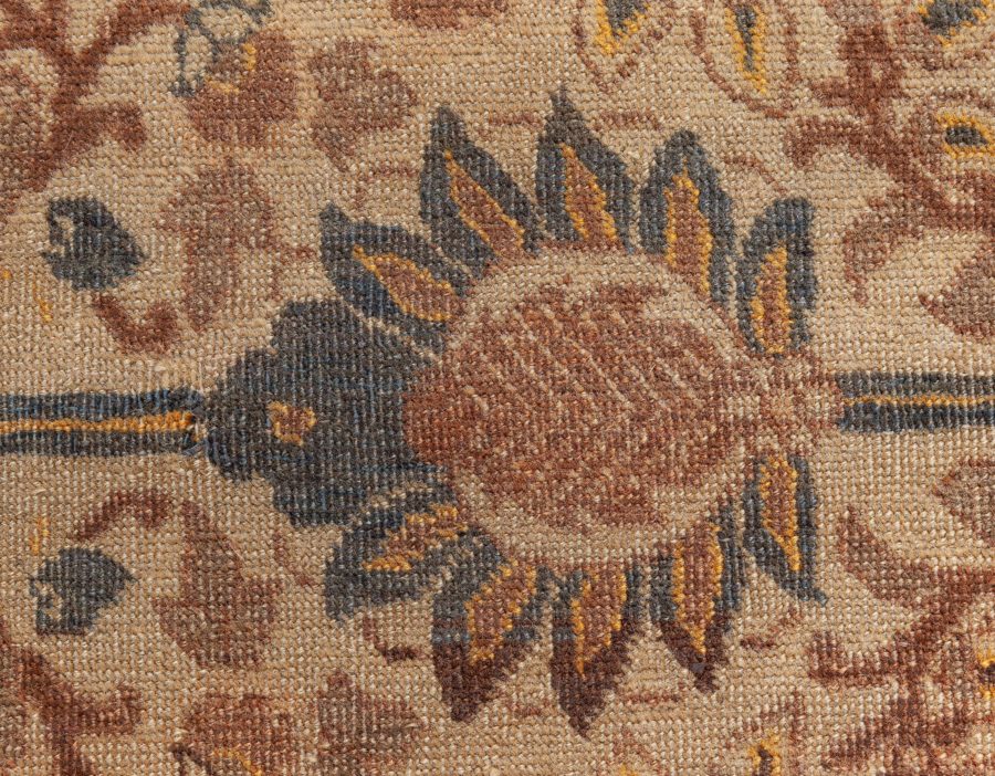 Early 20th Century Persian Tabriz Floral Beige, Sepia & Brown Handmade Wool Rug BB6623