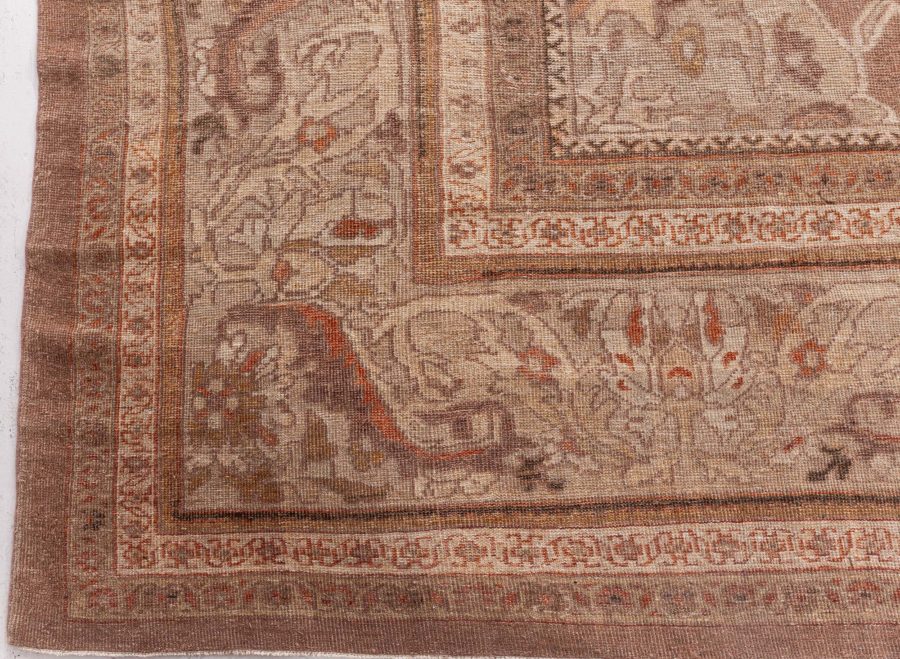 Antique Persian Sultanabad Brown Handmade Wool Rug BB8522