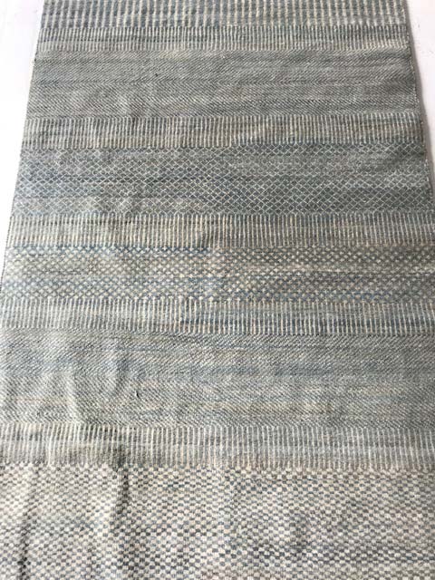 Doris Leslie Blau Collection Scandinavian Style Cut-pile Blue Ivory Wool Runner N11771