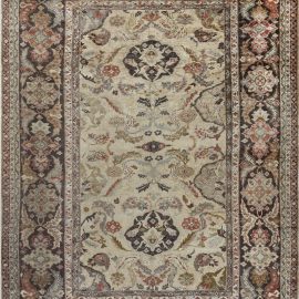 Antique Sultanabad Persian Allover Geometric Light Beige Hand-Knotted Wool Rug – Circa 1910 BB7202