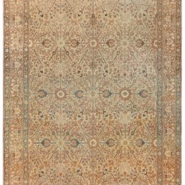 Tabriz Persian Antique Allover Floral Warm Tan Hand-Knotted Wool Rug – Circa 1920 BB6623