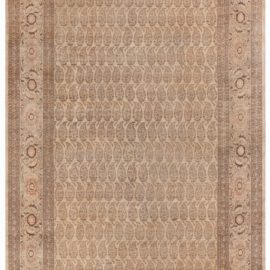 Antique Tabriz Persian Allover Warm Tan Hand-Knotted Wool Carpet – Circa 1900 BB6599