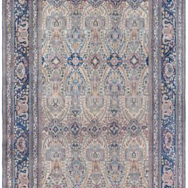 Antique Khorassan Persian Floral Allover Oversized Light Beige Hand-Knotted Wool Rug – Circa 1900 BB6588