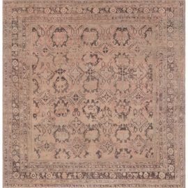 Oushak Turkish Antique Allover Geometric Pale Sand Hand-Knotted Wool Carpet – Circa 1900 BB6586