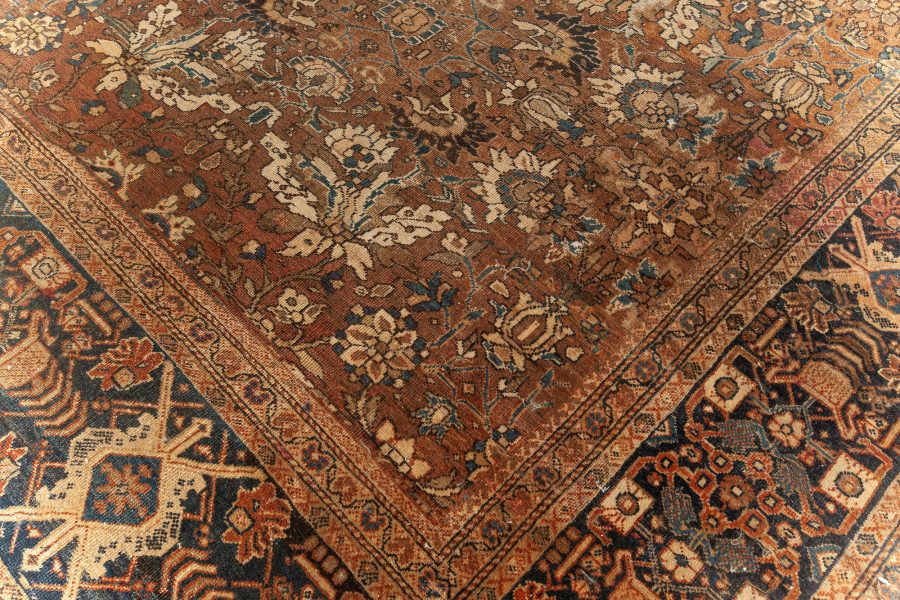 Antique Persian Sultanabad Brown Handwoven Wool Carpet BB6598