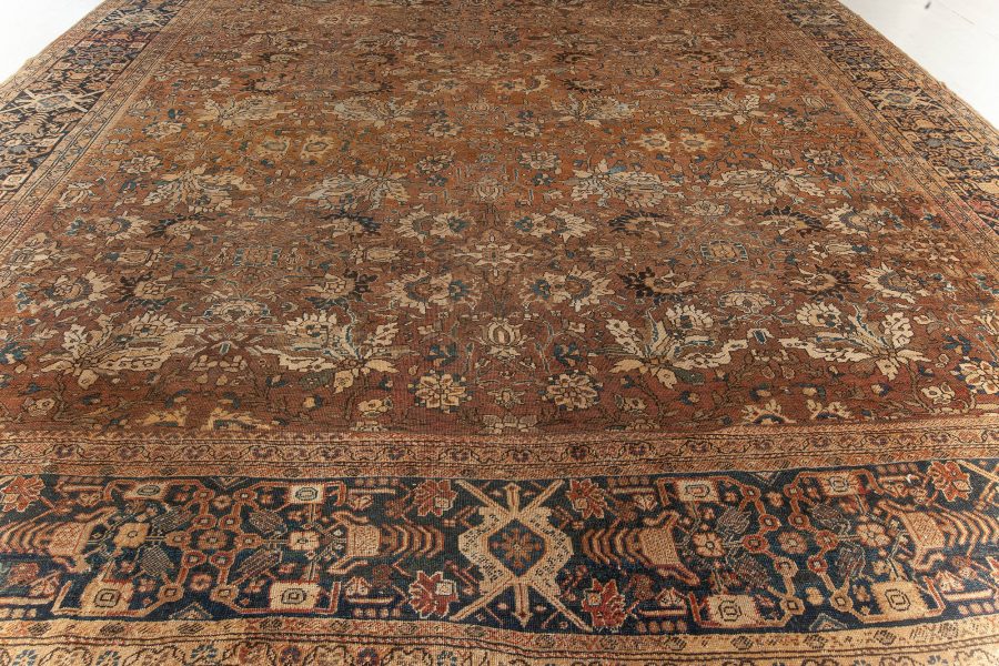 Antique Persian Sultanabad Brown Handwoven Wool Carpet BB6598