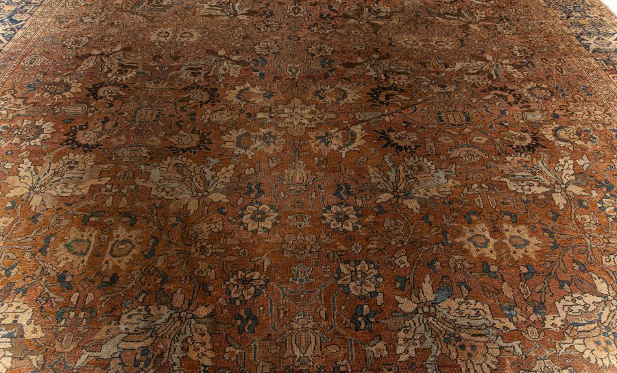 Antique Persian Sultanabad Brown Handwoven Wool Carpet BB6598