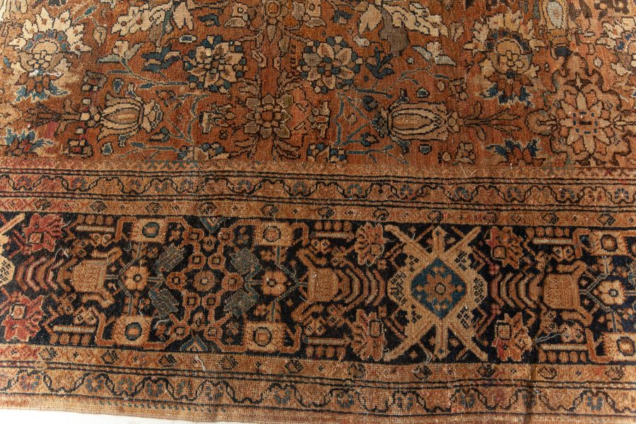 Antique Persian Sultanabad Brown Handwoven Wool Carpet BB6598