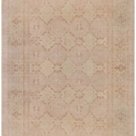 Floral-Inspired Traditional Rug Floral Medallion Taupe Handmade Wool “Roselace” N12910