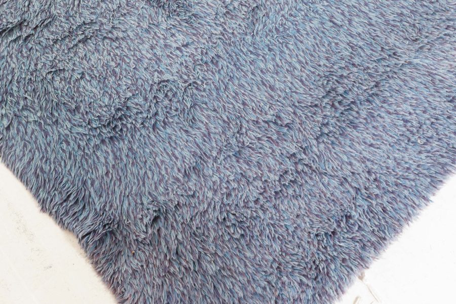 High-quality Mid-20th Century Swedish Rya Blue Rug BB6627