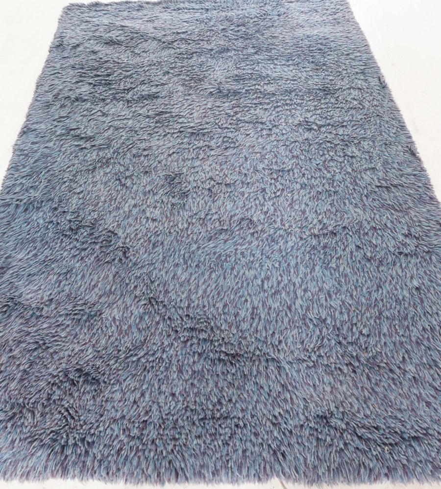 High-quality Mid-20th Century Swedish Rya Blue Rug BB6627