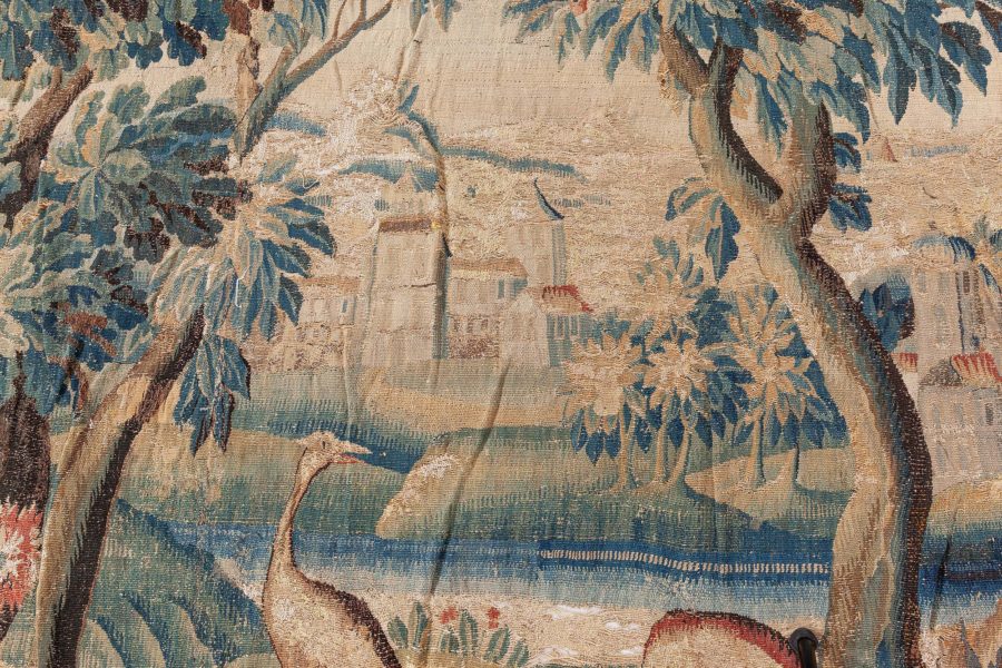 Authentic 18th Century Verdure Tapestry “Fragment” Rug BB6642
