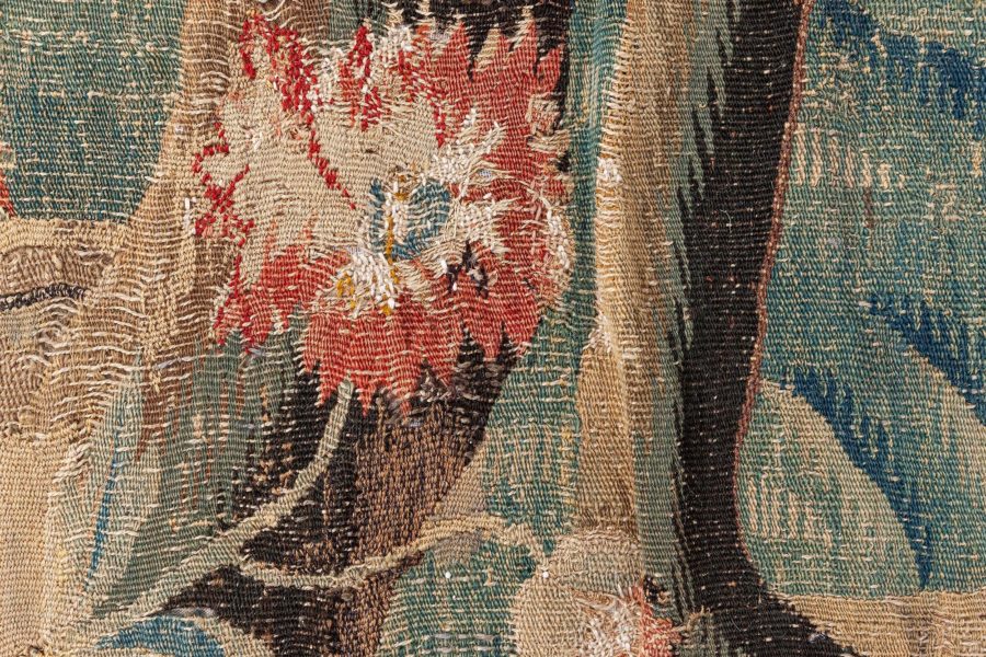 Authentic 18th Century Verdure Tapestry “Fragment” Rug BB6642