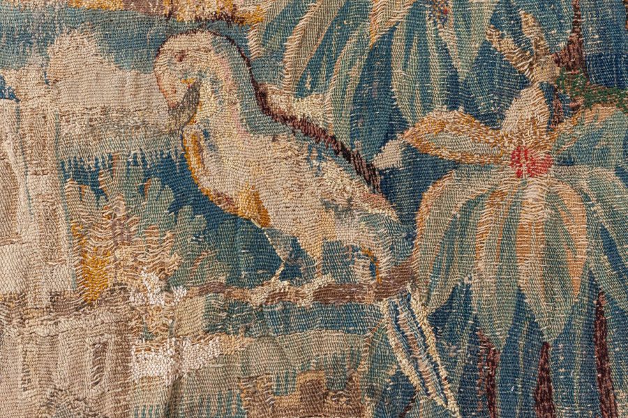 Authentic 18th Century Verdure Tapestry “Fragment” Rug BB6642