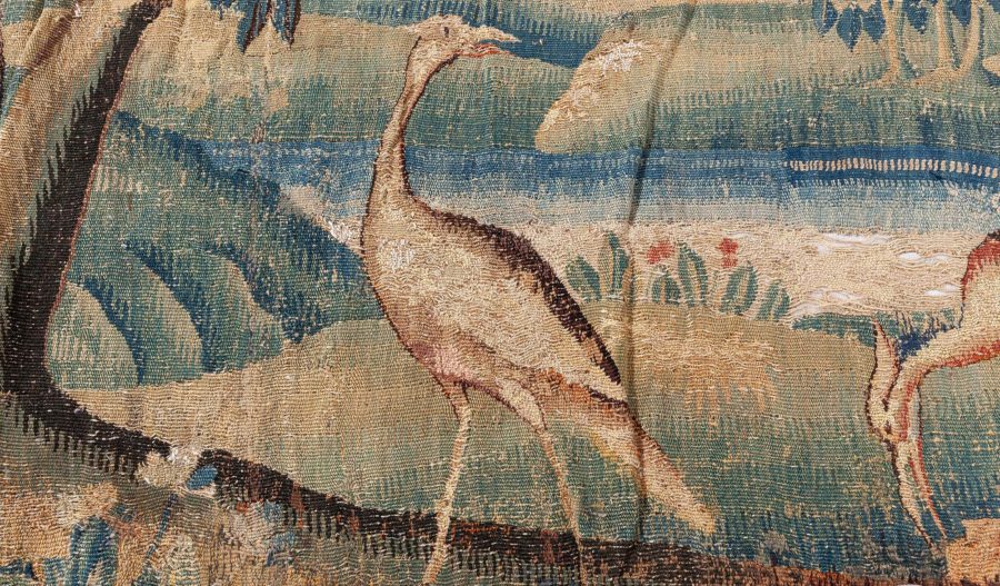 Authentic 18th Century Verdure Tapestry “Fragment” Rug BB6642