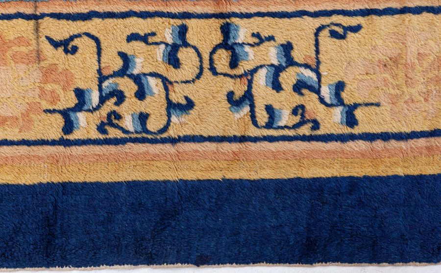 Authentic 19th Century Chinese Yellow Handmade Wool Rug BB6665