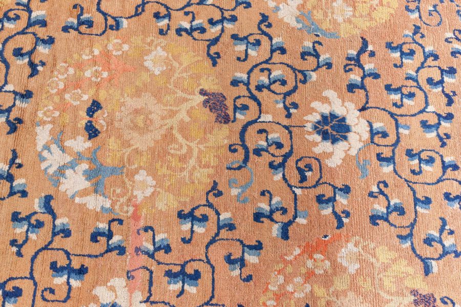 Authentic 19th Century Chinese Yellow Handmade Wool Rug BB6665
