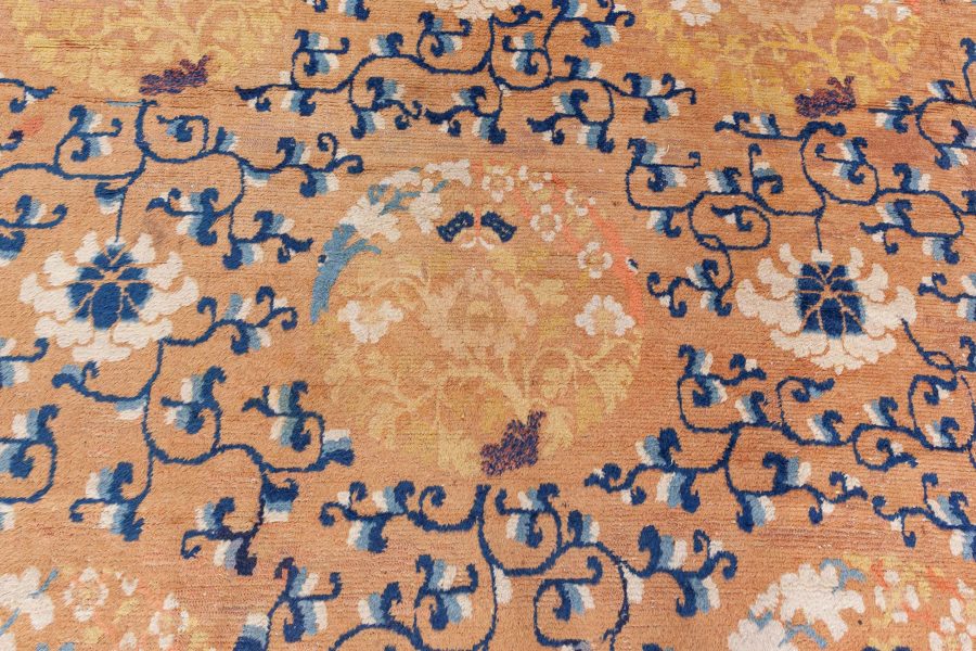 Authentic 19th Century Chinese Yellow Handmade Wool Rug BB6665