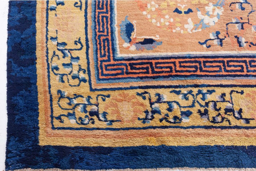 Authentic 19th Century Chinese Yellow Handmade Wool Rug BB6665