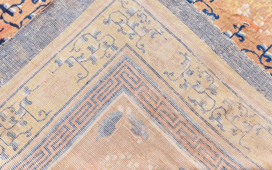 Authentic 19th Century Chinese Yellow Handmade Wool Rug BB6665