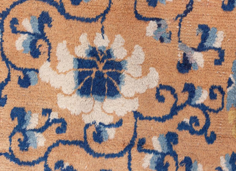Authentic 19th Century Chinese Yellow Handmade Wool Rug BB6665