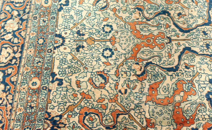 Authentic 19th Century Persian Tabriz Handmade Wool Rug BB6669