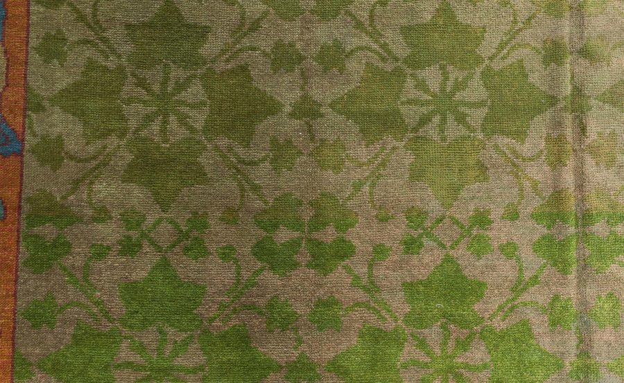 19th Century Irish Donegal Green Handmade Wool Rug BB6680