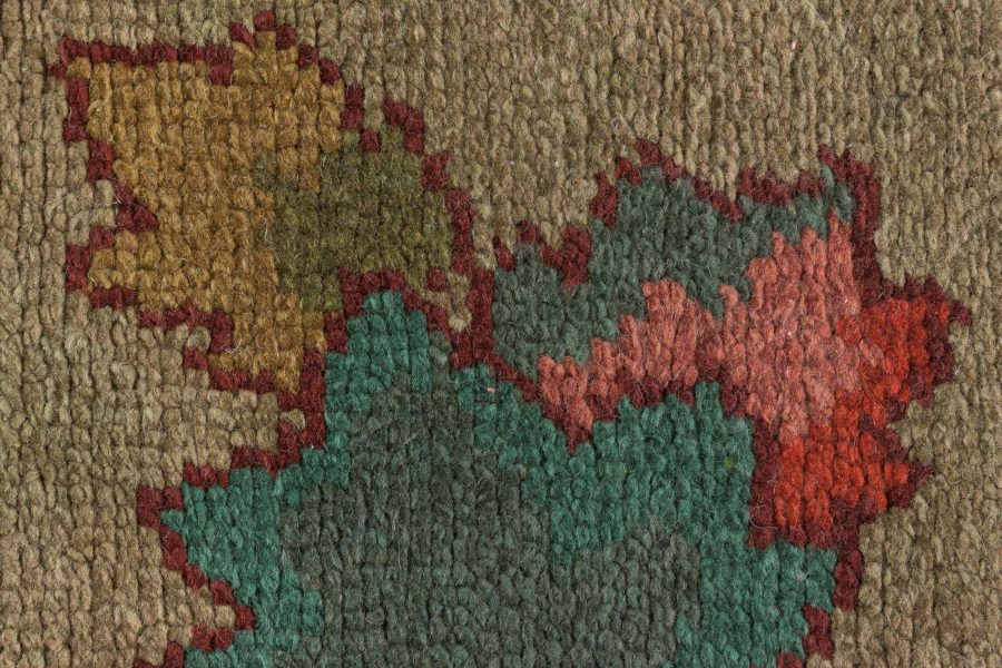 19th Century Irish Donegal Green Handmade Wool Rug BB6680