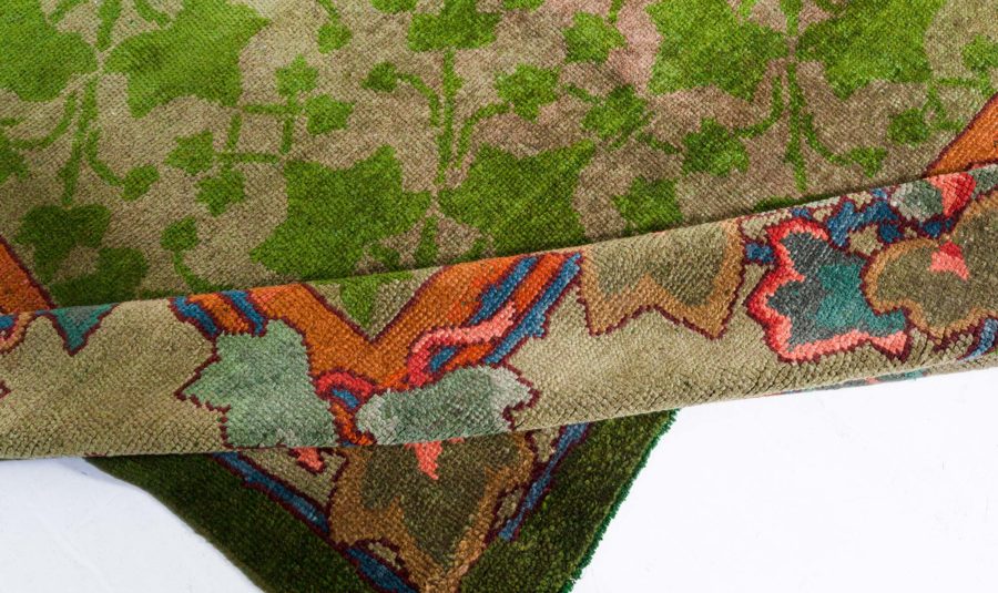 19th Century Irish Donegal Green Handmade Wool Rug BB6680