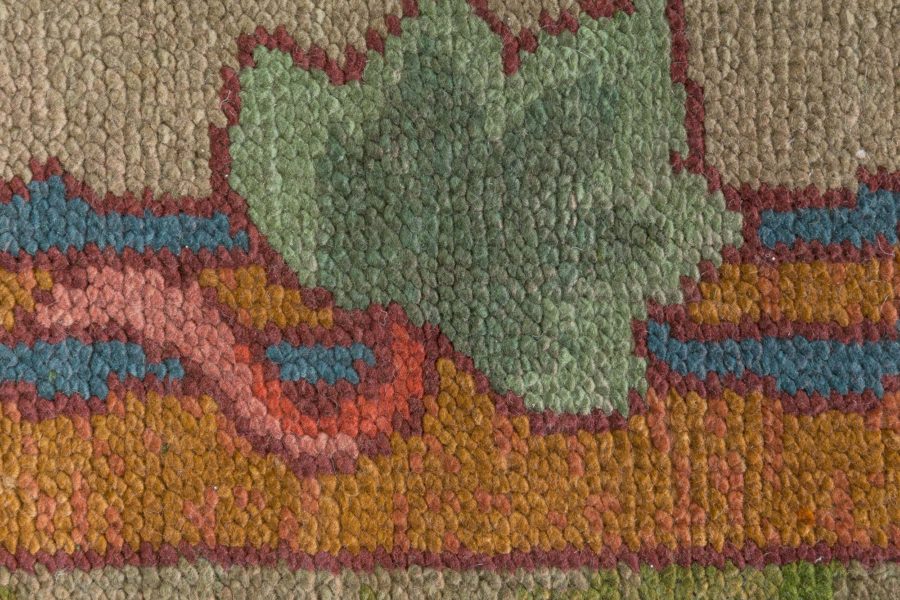 19th Century Irish Donegal Green Handmade Wool Rug BB6680