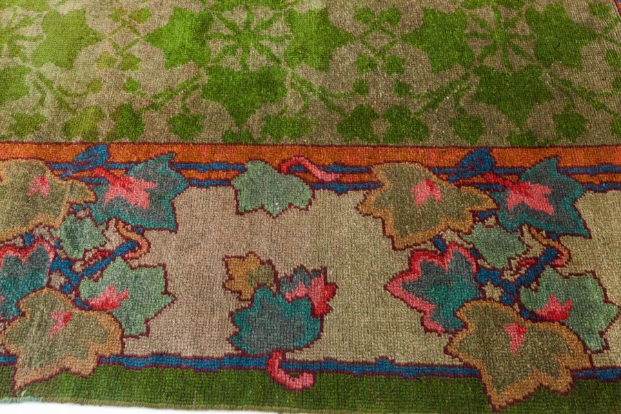 19th Century Irish Donegal Green Handmade Wool Rug BB6680