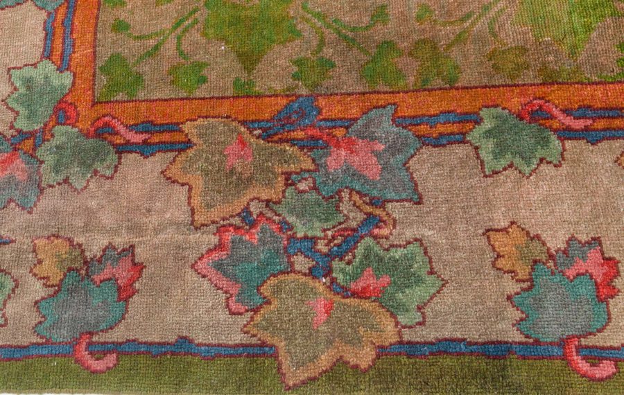 19th Century Irish Donegal Green Handmade Wool Rug BB6680