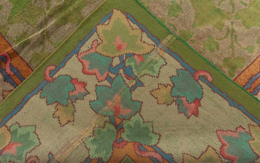 19th Century Irish Donegal Green Handmade Wool Rug BB6680