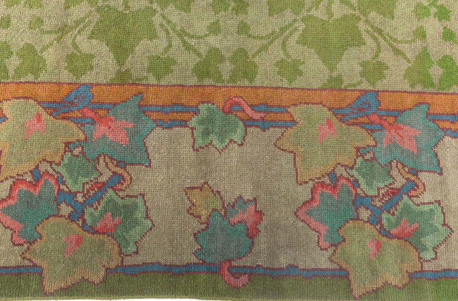 19th Century Irish Donegal Green Handmade Wool Rug BB6680