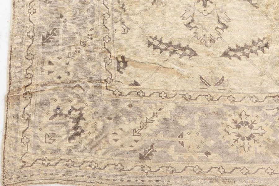 Antique Turkish Oushak Camel and Taupe Handwoven Wool Carpet BB6681