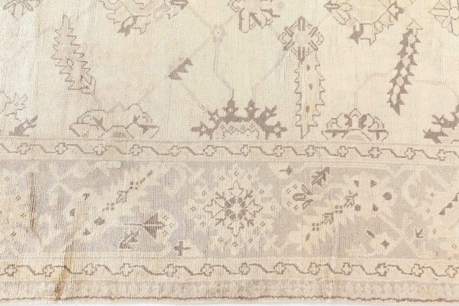 Antique Turkish Oushak Camel and Taupe Handwoven Wool Carpet BB6681