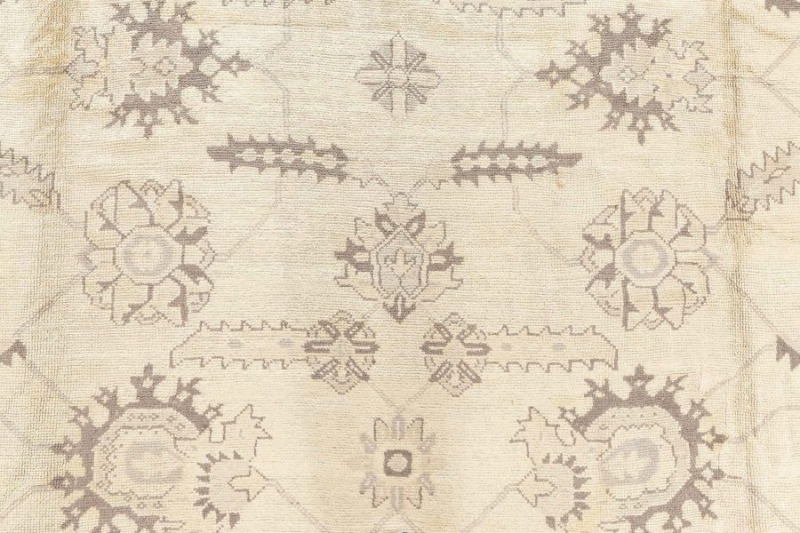 Antique Turkish Oushak Camel and Taupe Handwoven Wool Carpet BB6681