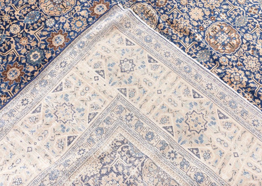 High-quality Oversized Persian Tabriz Blue, Beige Handmade Rug (Size Adjusted) BB6683