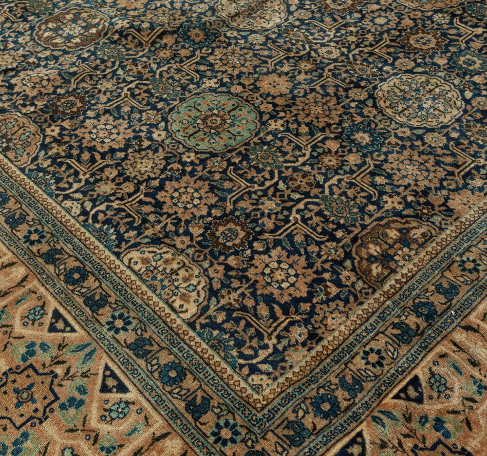 High-quality Oversized Persian Tabriz Blue, Beige Handmade Rug (Size Adjusted) BB6683