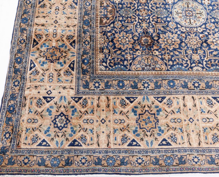 High-quality Oversized Persian Tabriz Blue, Beige Handmade Rug (Size Adjusted) BB6683