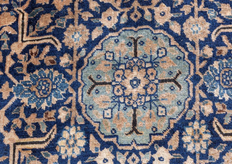 High-quality Oversized Persian Tabriz Blue, Beige Handmade Rug (Size Adjusted) BB6683