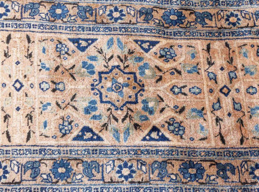 High-quality Oversized Persian Tabriz Blue, Beige Handmade Rug (Size Adjusted) BB6683