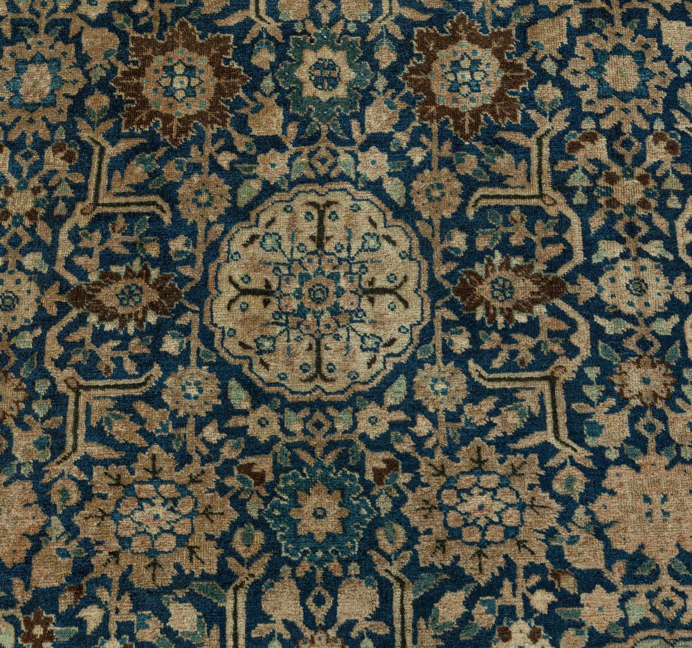 High-quality Oversized Persian Tabriz Blue, Beige Handmade Rug (Size Adjusted) BB6683