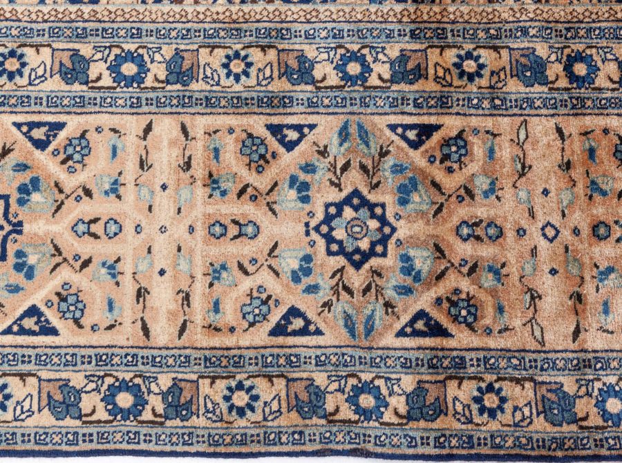 High-quality Oversized Persian Tabriz Blue, Beige Handmade Rug (Size Adjusted) BB6683