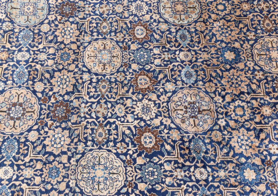 High-quality Oversized Persian Tabriz Blue, Beige Handmade Rug (Size Adjusted) BB6683