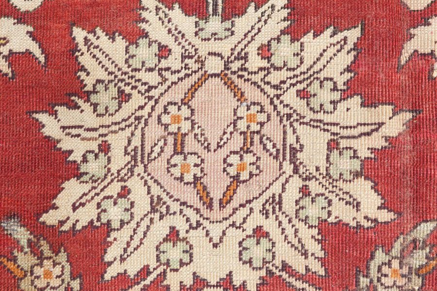 19th Century Bold Turkish Hereke Red, Gray Handwoven Wool Carpet BB6684