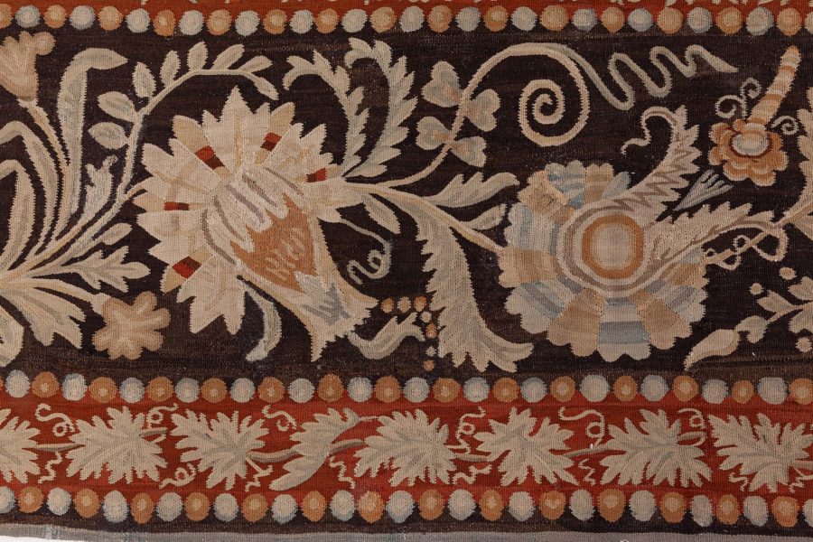 19th Century Russian Bessarabian Black Background Wool Carpet BB6685
