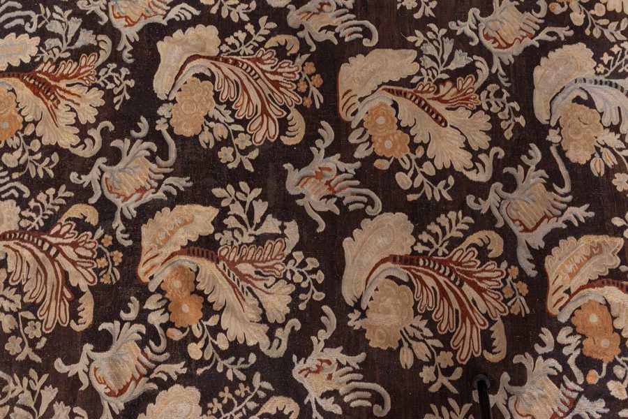 19th Century Russian Bessarabian Black Background Wool Carpet BB6685